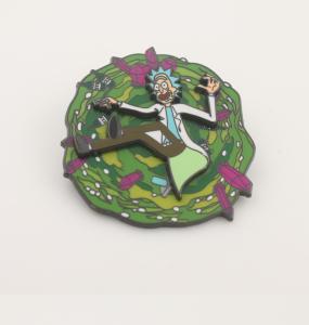 China Brass stamped with soft enamel ,plating gold size 25mm dia , with butterfly clutch factory