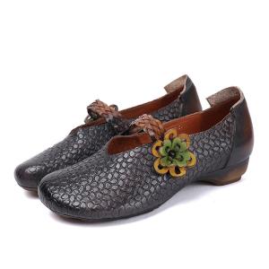 China S300 Factory Autumn And Winter New Handmade Leather Round Toe Shoes, Retro Literature And Art Ethnic Style Velcro Women' factory