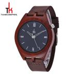 Mineral Glass Wood Watch Leather Strap Japan Miyota Quartz Movement