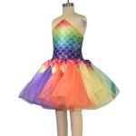 Rainbow Skirt Fish Dance Tutu Dress Wear Halter Triangle Top Back Crossing