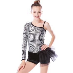 China Beautiful Sequins Jazz Tap Costumes Diagonal - Neck Biketard Dance Costume factory
