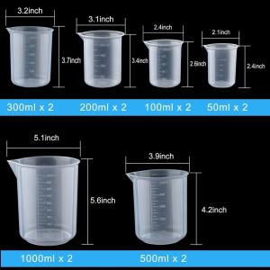 Plastic Beakers Plastic Graduated Cups Clear Multipurpose Measuring Cups Epoxy