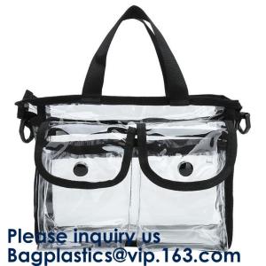 Clear PVC Makeup Cosmetic Bag With Extra 2 Front Magnet Pockets And Zipper Bag