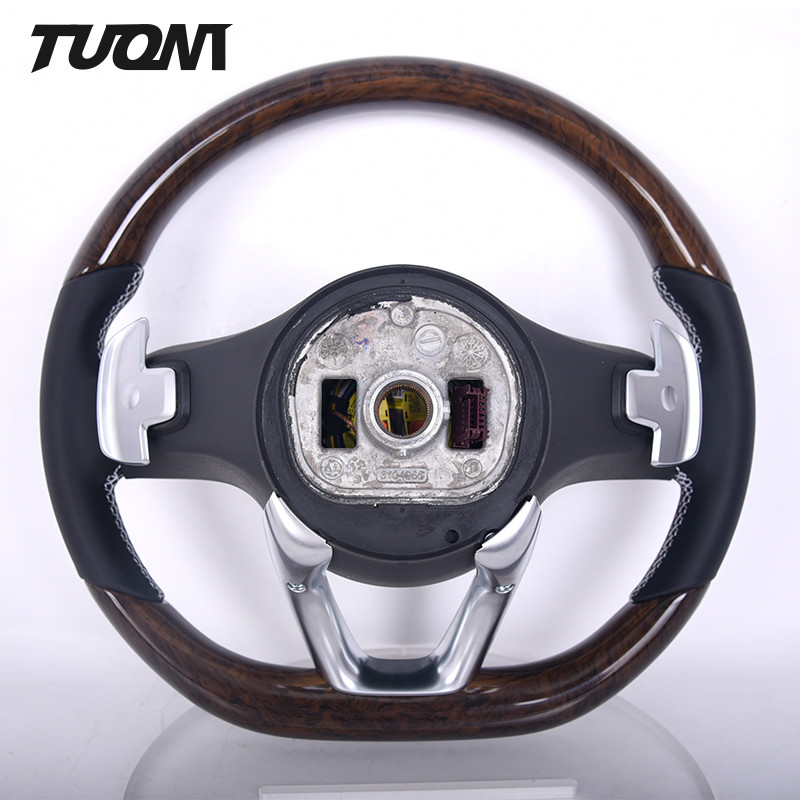 Custom Wooden Steering Wheel Mercedes Benz Black Smooth Leather