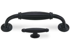 China Zinc Alloy Matte Black Door And Cabinet Handles Amercian Style Various Size factory