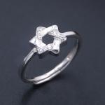 925 Charm Silver Cubic Zirconia Rings / Pentagram Shape Five Point Star Ring