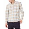 Buy cheap Beige Plaid 48% Cotton Mens Casual Linen Shirts Pointed Collar Long Sleeve from wholesalers
