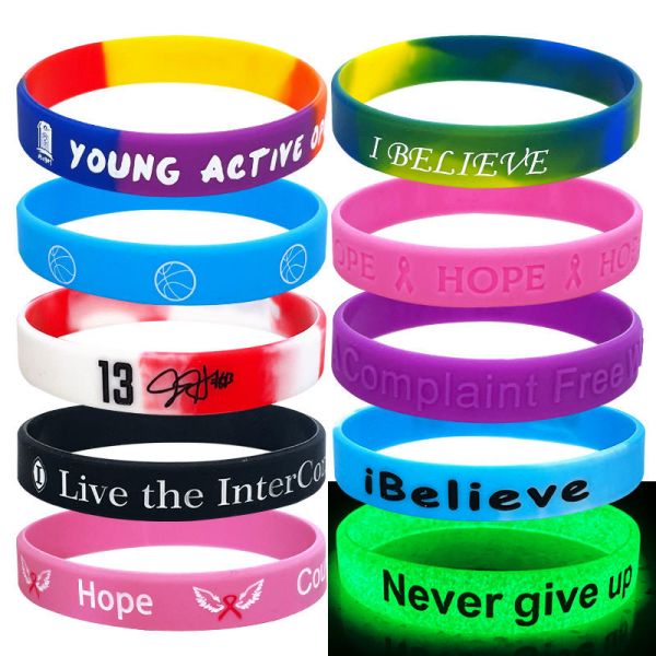 China Segmented Style Printed Silicone Wristbands 25cm Length factory