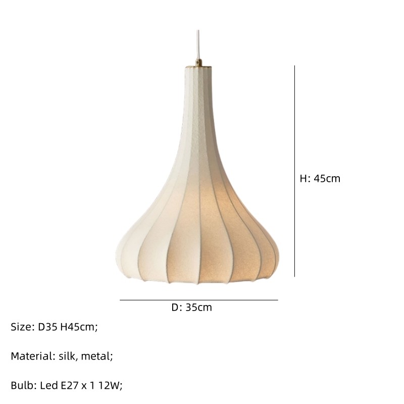 Nordic E27 Led Pendant Lights Silk Hanging Lamp Minimalism Wabi Sabi Suspend Lamp(WH-AP-564)