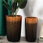Custom Design Tall Floor Plant Pots Indoor Outdoor Decoration Black Ceramic
