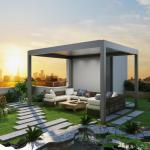 Aluminum Louvered Pergola Villa Yard Electric Flip Louvered Pergola