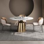 Marble Top Stainless Steel Round Dining Room Tables Width 1.3M/1.5M