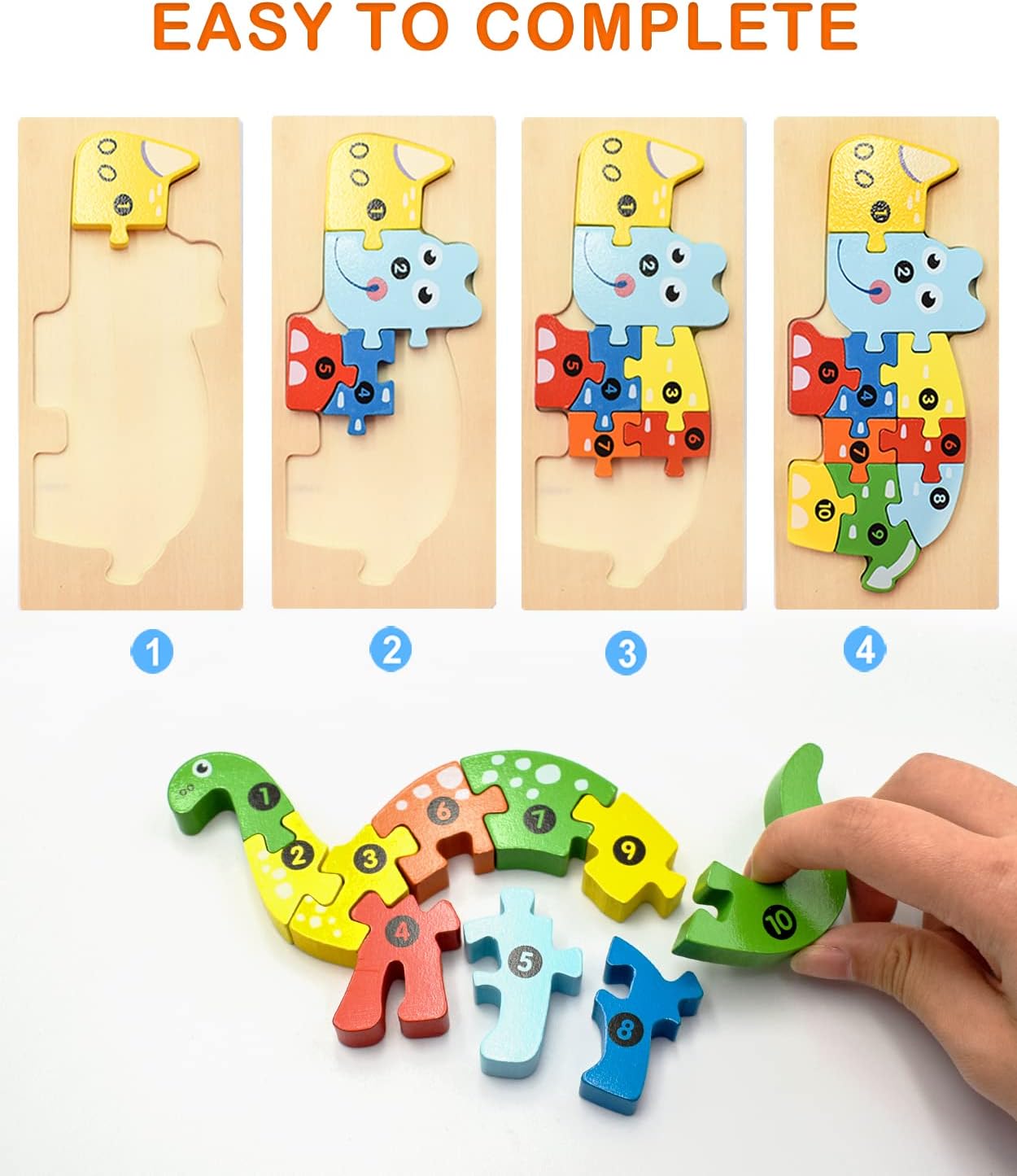 Unisex Toddlers' 4 Pack Wooden Animal Puzzles Boys Girls' Montessori Educational Toys