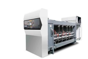 China White Color G6-1224 Corrugated Cardboard Pressure Free Feed Structure Lead Edge Vacuum Transfer 4 Color Printer + Slotter + Die Cutter + Vibrator + factory