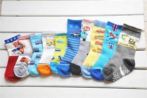 China Hot selling cartoon patterned design knitted eco-friendly terry cotton boys socks factory