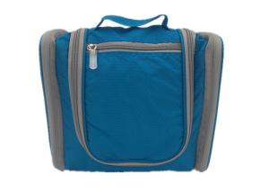 China Ladies Blue Oxford Travel Cosmetic Bag Customized With Mesh Pocket factory