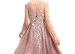 Unique Inki Pink Long Arabic Evening Dresses / Flower Decor Muslim Party Gown