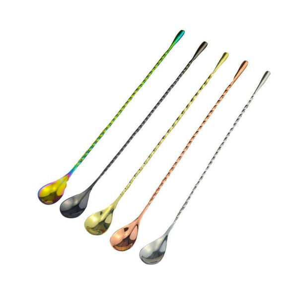Stainless Steel Bar Spoon Mixing Spoon 30cm Long Cocktail Spoon With Spiral