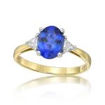 925 Sterling Silver 14K Gold Jewelry Tanzanite Ring Round Brilliant Cut