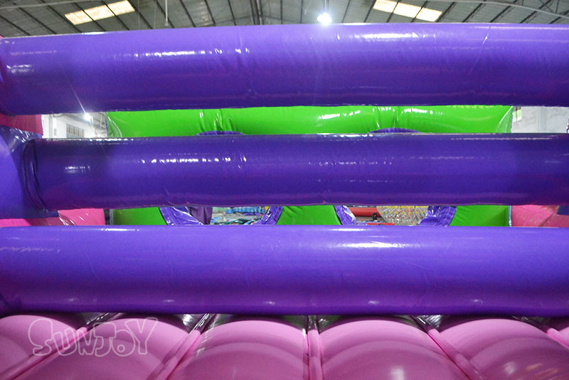 12M Length Pink Green Inflatable Obstacle Course For Adult