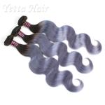 7A Virgin Brazilian Hair 1B / Grey Ombre Human Hair Extensions Body Wave