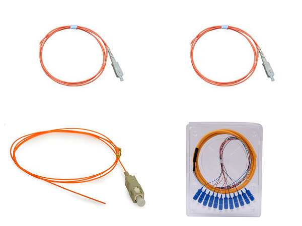 OM2 50/125 Fiber Optic Pigtail , Simplex Duplex 1 - 12 Core Optical Fiber Pigtail