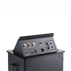 China Black Conference Table Socket , Hdmi Hydraulic Pop Up Box Tabletop Media Jack Socket factory