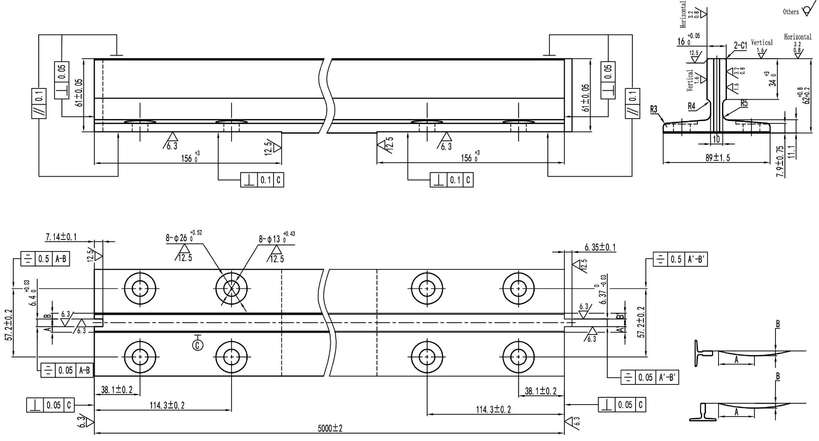 High Precision Machined Guide rail