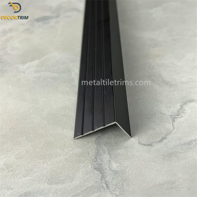 Anodized Matt Black Aluminium L Shape Trim Stair Edge Stair Nosing Tile Trim