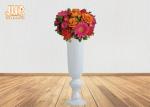 Indoor Shiny White Fiberglass Planters Floor Vases Cup Shape Large Pots