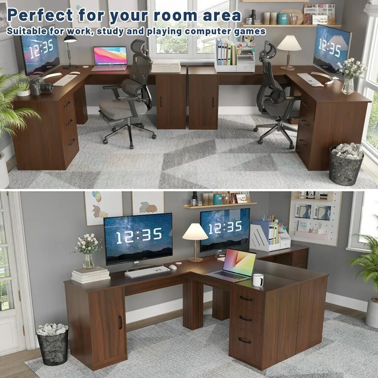 Multi Size L Shape Solid Wood Desk For Building Hotel Office