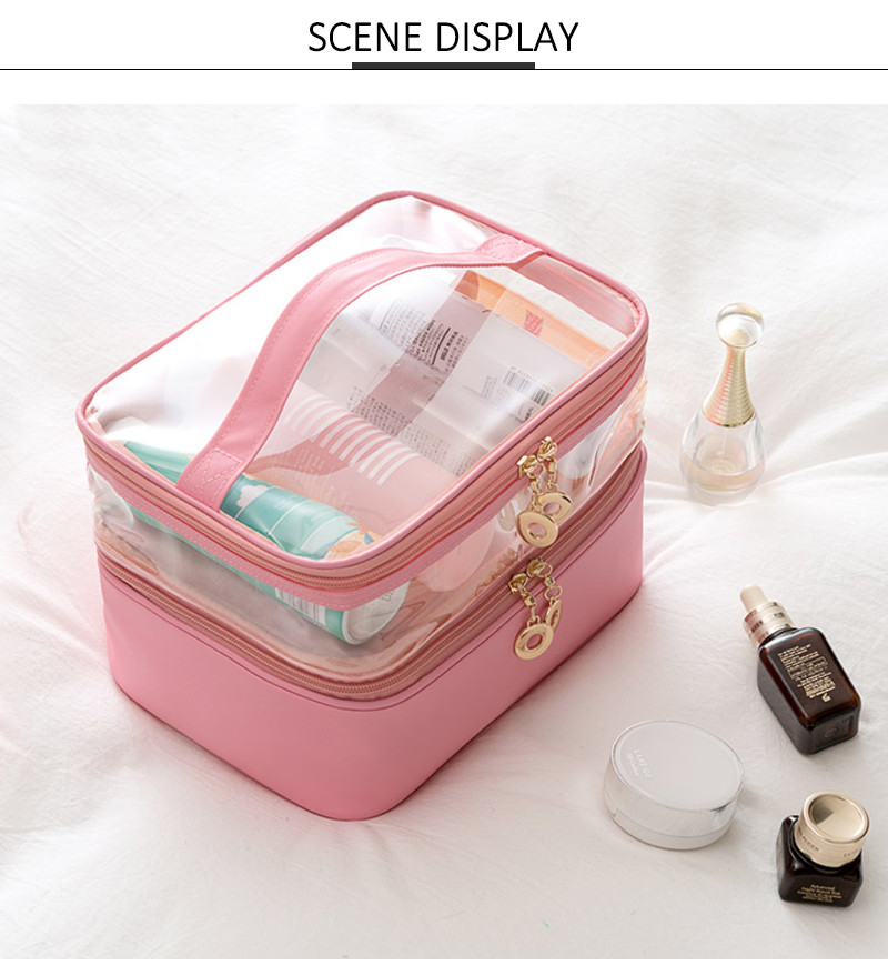 Large Capacity Portable Waterproof PVC Cosmetic Case