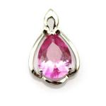 Women Jewelry 18K Rose Gold Plated 925 Silver 8mmx10mm Pear Pink Cubic Zircon