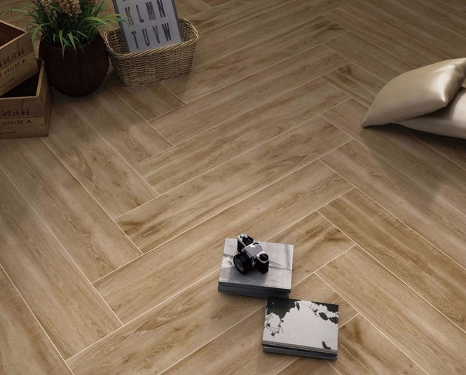 Decorative 200x1000mm Wooden Porcelain Strips For Kitchen Gray And Yellow