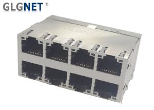China Through Hole / DIP 10G RJ45 Connector 2x4 Stacked Structure 60W UPOE+ Right Angle factory