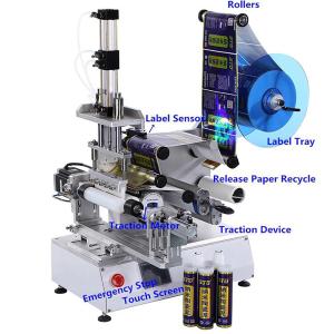 China Semi Automatic Labeling Machine for Round Bottle Vial Glass Jar Can Label Sticking Machine for Sanitizer factory