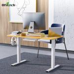 Height Adjustable Electric Wooden Grain Sit Standing Desk for Office and Bedside