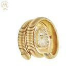 Creative Luxury Lady Quartz Watch High Quality with Snake Strap Alloy Gold