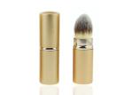 Middle Length Nylon Hair Retractable Powder Brush With Gold Handle
