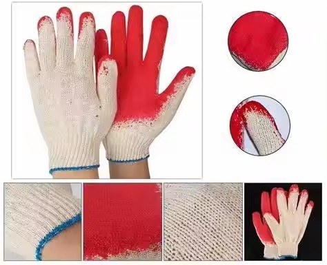 Economical Red Latex Glove Cotton Knit Protective Gear Industrial Gardening Construction Safety Working Gloves Guantes