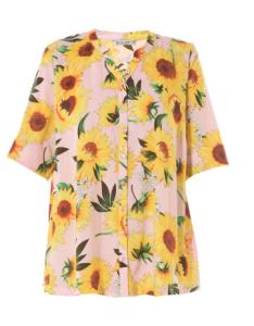 China Sunflower Print Womens Fashion Blouses Casual Tee Shirts In Summer Size XS - XXL factory
