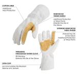 41cm Soft Top Grain Goatskin Leather Welding Gloves Goat Skin Kevlar Stitching