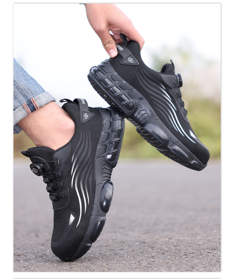 Industrial Safety Shoes Black Flying Knit Work Shoes BOA Button Safety Shoes TPU Work Shoes Midsole Kevlar