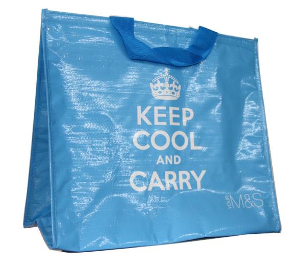 Reusable Thermal Insulated Bags PP Woven Fabric Cylinder Printing with Silvery