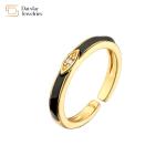 Brass 18k Colorful Enamel Women Diamond Rings Adjustable Narrow Stacking