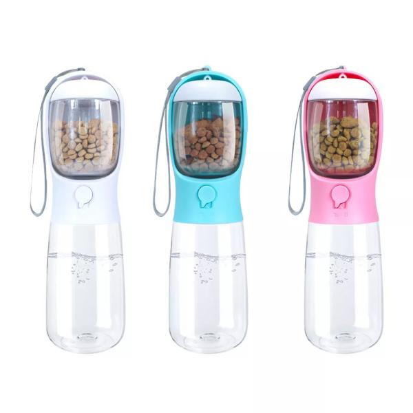 Custom Logo Plastic Travel Pet Feeders Container Food And Water 2 In 1 Portable