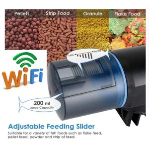 LCD 200ml Smart Automatic Fish Feeder Wifi Aquarium Feeder RoHS