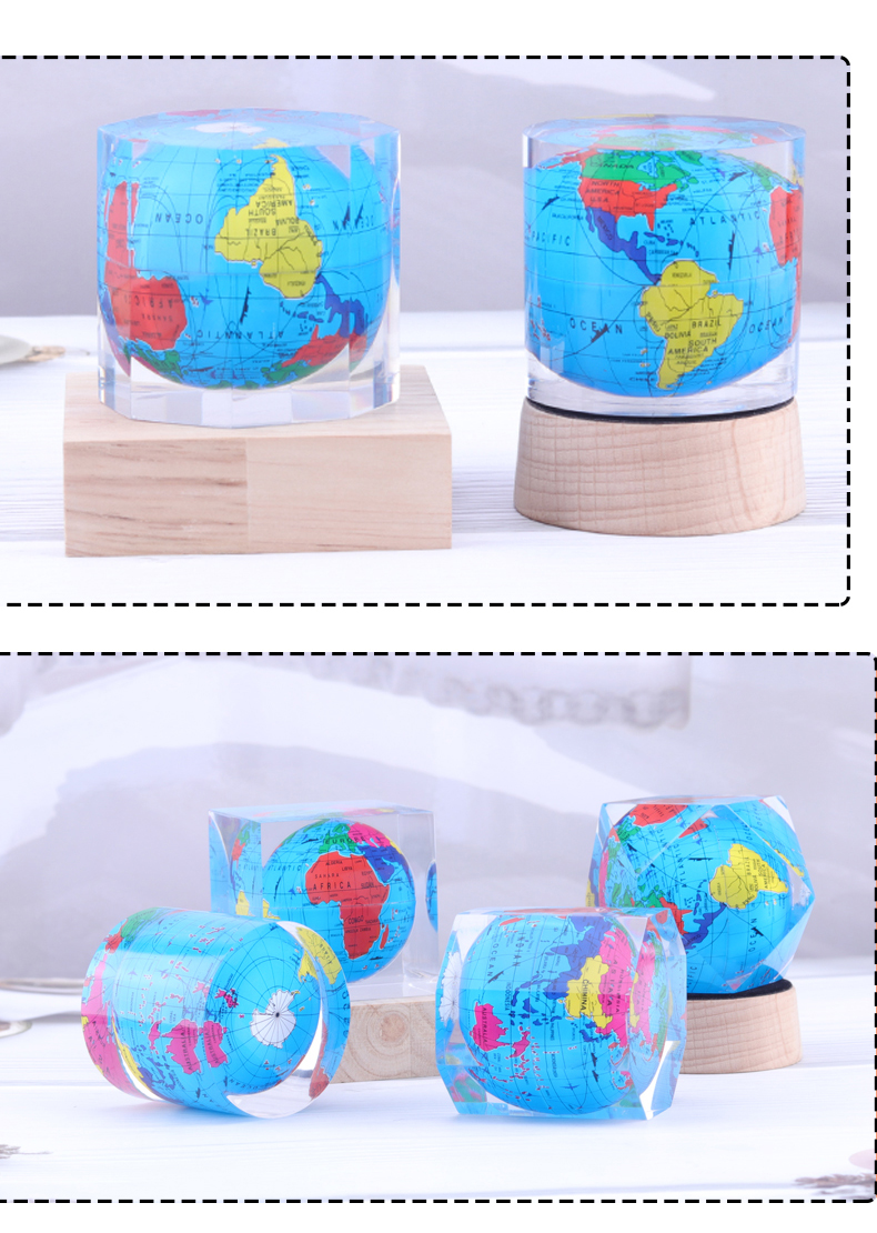 Polygonal Cylindrical Plexiglass Crystal Globe Paperweight , Clear Resin Paperweight