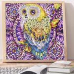 Owl 5D DIY Diamond Art Kits Full Drill Diamond Painting Set For Relaxation Gem