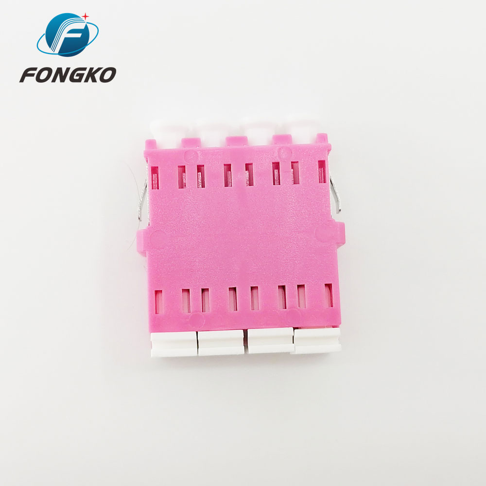 LC OM4 Pink Quad Fiber Optic Adapter With Auto Shutter 850nm